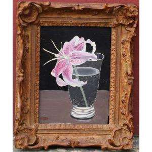 Claude Lepape 1913-1994 Still Life With Lily In A Glass.