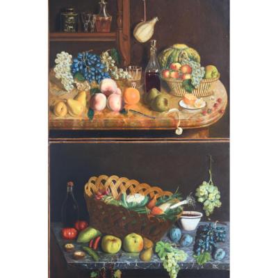 1823-1898 Charles Houry Pair Of Still Life
