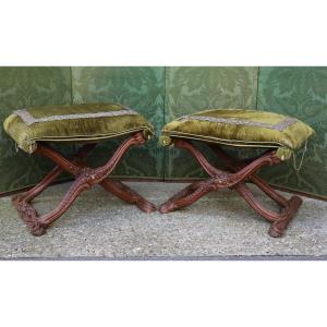 Pair Of Regence Style Folding Doors, In Molded And Carved Oak, 19th Century