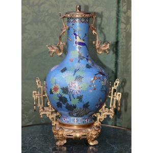 France Circa 1880 Chinese Style Vase Cloisonné Enamels And Gilt Bronzes