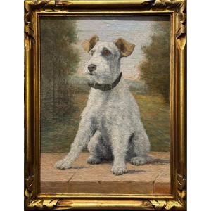 French School, Early 20th Century, Portrait Of A Dog, Fox Terrier