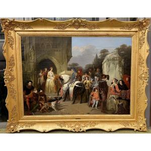 Charles Tilmont Brussels? - 1842, The Departure Of Mary Of Burgundy For Falcon Hunting.