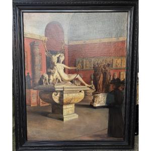 French School, Late 19th Century, Interior Of A Room At The Louvre Museum, Diana The Huntress.