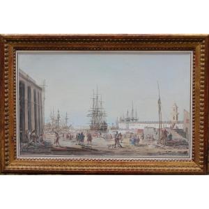 Henri Joseph Van Blarenberghe 1750-1826, Sailing Ships Moored In The Port Of Toulon.