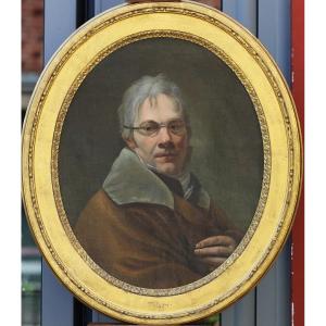 Joseph Ducreux 1735-1802 Bust-length Portrait Of A Young Man With Glasses.