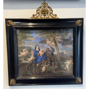 Lenoble, Active In The 18th Century, Attributed To, The Flight Into Egypt, Gouache.