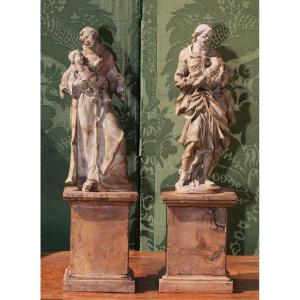 Artus Quellin The Younger 1625-1700 Around, Saint Joseph And Saint Anthony In Stone.