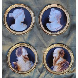 Louis Bertin Parant 1768-1851 Attributed To, Series Of  4  Miniatures On Porcelain.