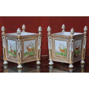 Pair Of Porcelain Flower Boxes, Late 18th Century