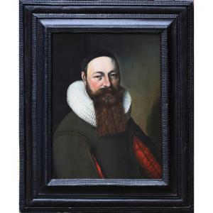 Northern School, 17th Century, Portrait Of A Bearded Man With A Ruff, Oil On Wood, Dated 1646.