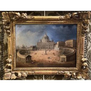 Foreign School Of The 18th Century, Saint Peter Of Rome, Oil On Canvas, Period Frame.
