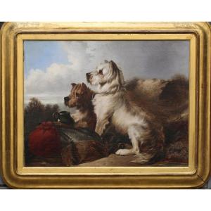 William Walker Morris 1832-1871 Attributed To, Two Terriers In A Highland Landscape.