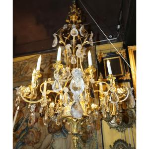 Bagues House, Early 20th Century. Important Louis XV Style Chandelier With Ten Lights.