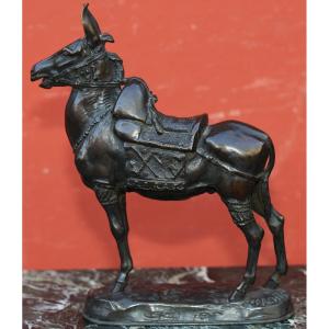 Emmanuel Frémiet 1824-1910, Donkey Of Cairo, Antique Bronze With Brown Patina Dated 1889