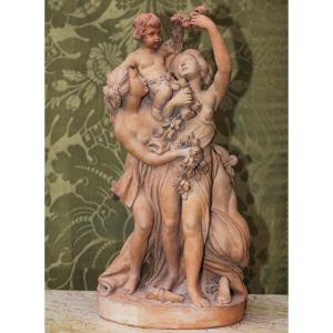 Clodion In The Style Of, Late 19th Century Work, Nymphs And Putto, Terracotta Group.