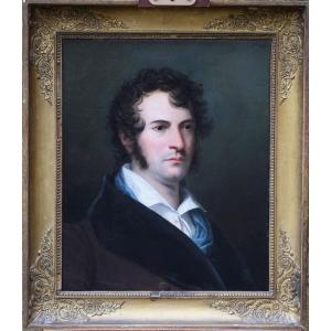 French School Circa 1830 Portrait Of A Gentleman, Oil On Canvas.