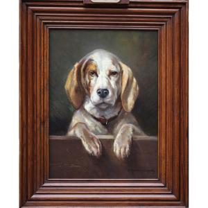 Ernest Reculon-dupont 1861- , Portrait Of The Dog Pataud In 1899.