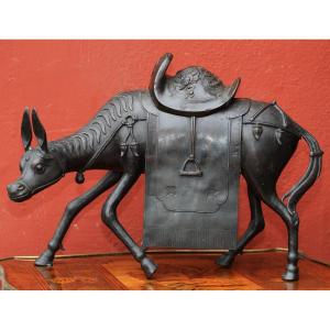 China 19th Century Patinated Bronze Perfume Burner Mule.