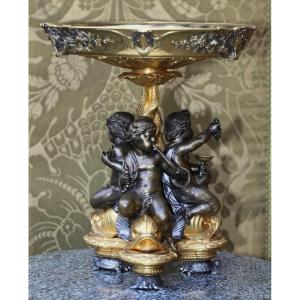 Auguste Delafontaine 1813-1892, Bronze Centerpiece Bowl.