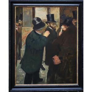 Edgar Degas After, At The Stock Exchange, Oil On Canvas Circa 1952