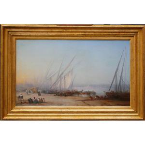 François Louis Barry 1813-1905, Landing On The Nile In Egypt In 1863