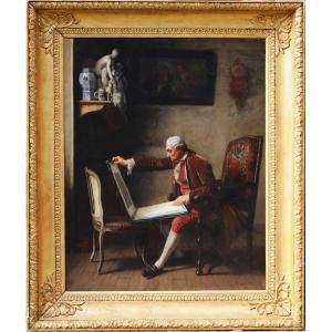 José Diaz Valera 1827-1903, The Collector, Oil On Canvas Dated 1863 