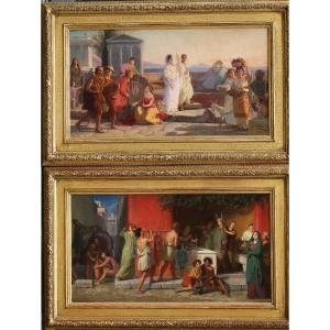 Otto Donner Von Richter 1828-1911, Pair Of Pompeian Paintings.