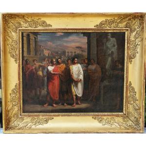Jean Baptiste Joseph Wicar 1762-1834 Attributed To, La Visite De César, Projet De Prix De Rome?