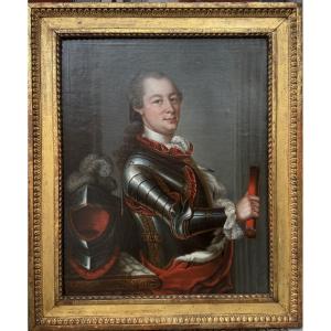 18th Century French Or Foreign School, Portrait Of A Young Man In Cuirass.