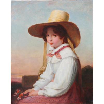 French Ecole Du XIX "portrait Of Nency Destouches"