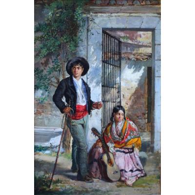 "inhabitants Of The Faubourgs De Madrid" Ec. Spanish XIX