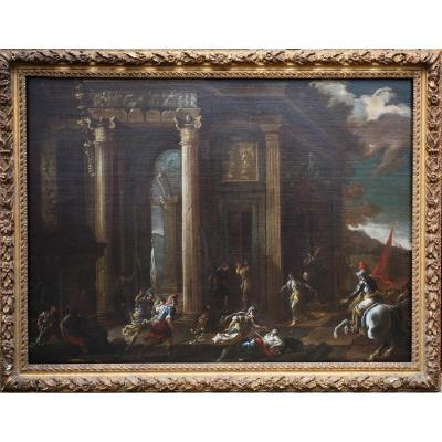 Italian School End XVII "battle In A Palace"