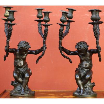 Pair Of Torches With 4 Lights