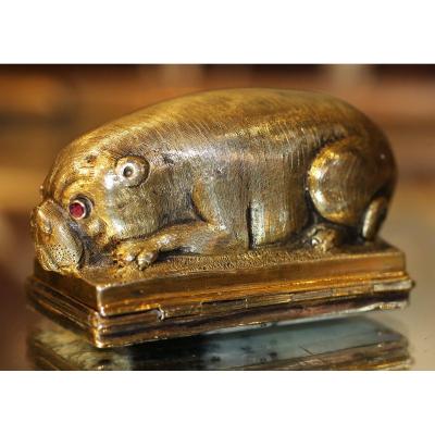 Chiseled Silver Dog Shaped Box