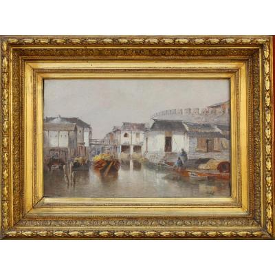 Paul Lecomte 1842-1920, Lake Village In Indochina.