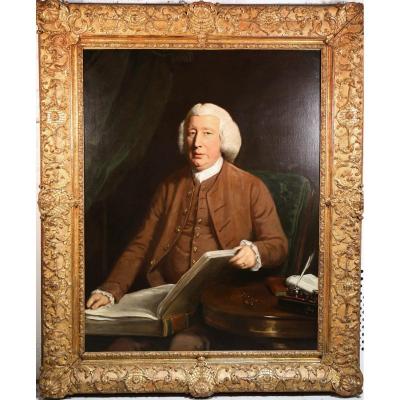 Robert Edge Pine 1730-1788 Attributed To, Portrait Of A Man Leafing Through A Book.