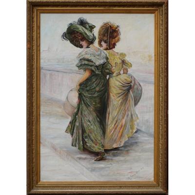 French School 1903, The Two Elegant On The Quays.