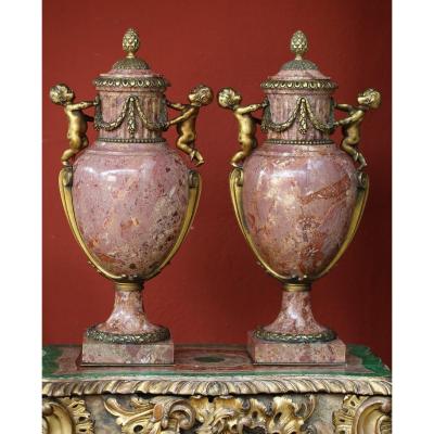 Pair Of Louis XVI Style Covered Vases Circa 1880