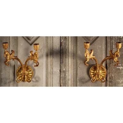 Pair Of Sconces With Two Arms