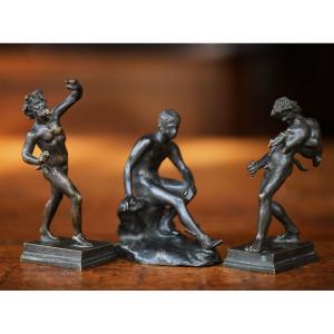 Antique Bronzes, Mercury And Two Satyrs