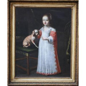 Flemish School Of The 17th Century, Girl And Her Dog