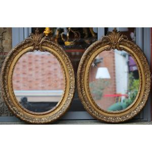 Pair Of Gilded And Carved Wood Frames From The Regency Period, Presented With Mirrors