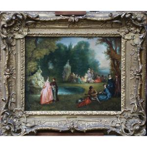 Christian Dietricy (1712-1774) Attributed To, After Antoine Watteau, Le Bosquet De Bacchus