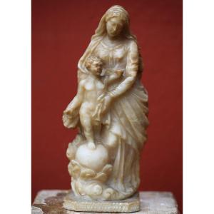 Italian School, Madonna And Child In Alabaster, 18th Century