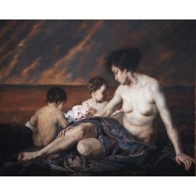 Pierre Van Hamme "naked Female And Putti"