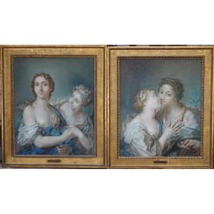 Studio Of Rosalba Carriera, Poetry And Philosophie And Peace And Justice, Pair Of Pastels
