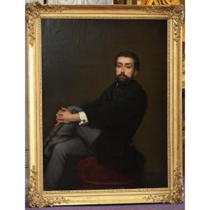 Irénée Richard 1821-1906, Portrait Of Young Man Seated