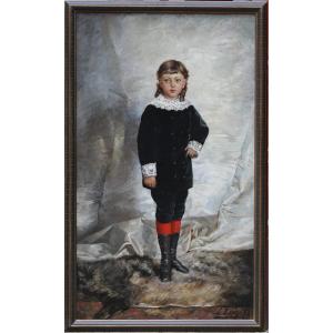 Léon Louis Antoine Tanzi 1846-1913 Full Length Portrait Of A Child In 1878.