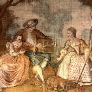 Painted Canvas, Pastoral Scene, 18th Century