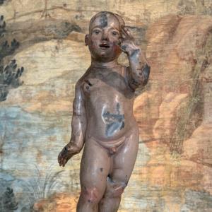 Child Jesus In Polychrome Lead, Spain XVIIth Century